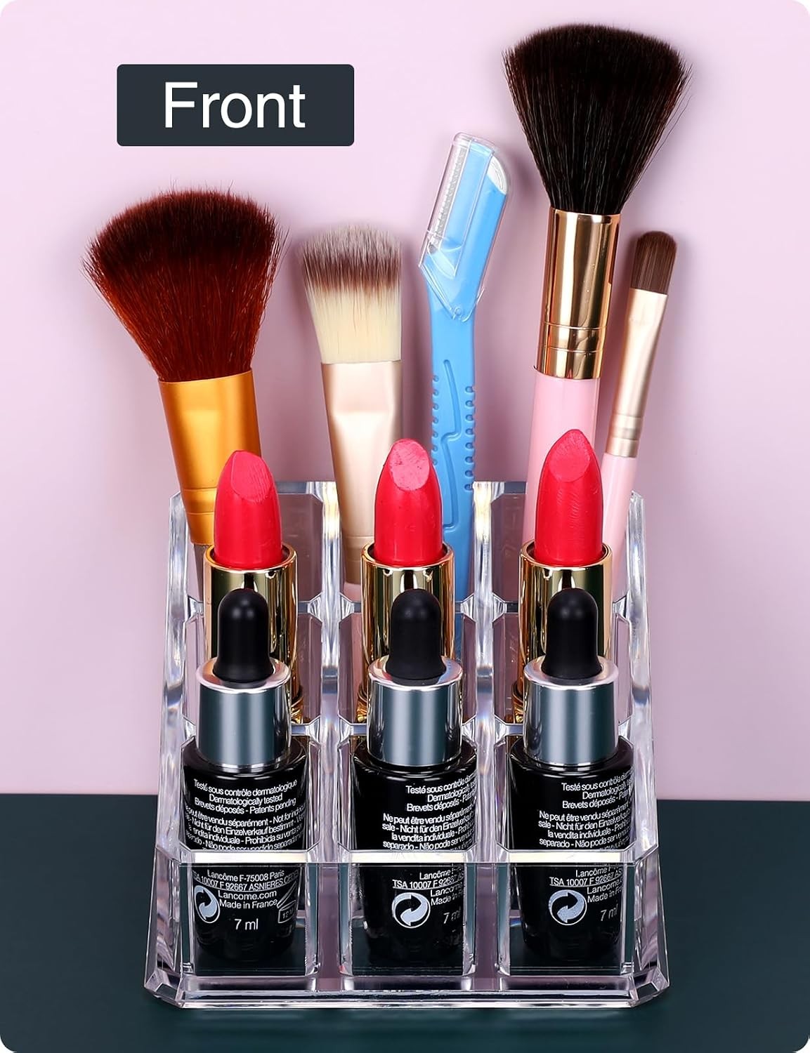 9-Slot Lipstick and Lip Gloss Organizer, Clear Acrylic Makeup Storage