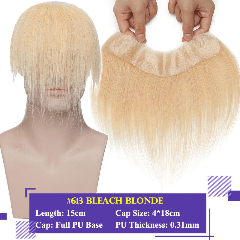 Human Hair Toupee for Men Receding Hairline - Skin PU Base & Natural Look