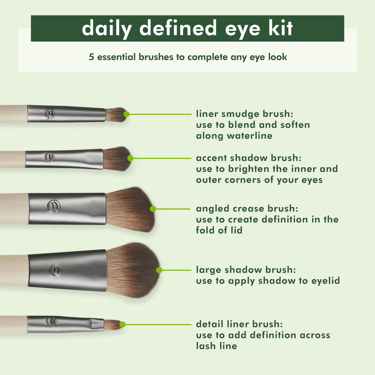 EcoTools Daily Defined Eye Makeup Brush Set - 5 Vegan Eco-Friendly Brushes