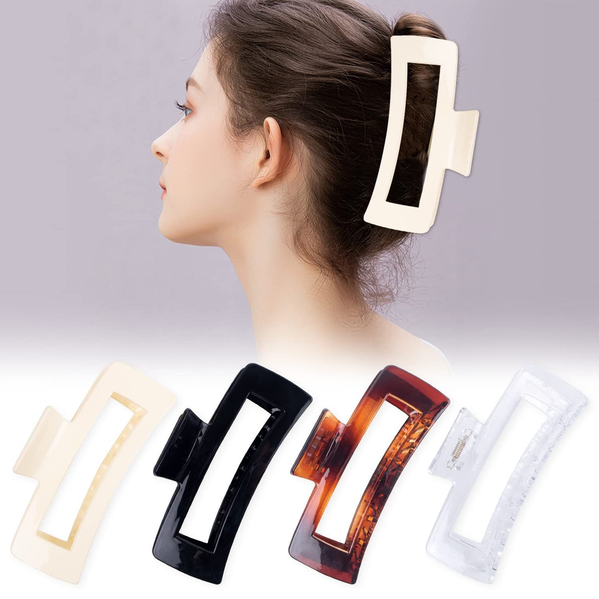4 Pack Extra Large Hair Claw for Women, 5'' Strong 1 Count (Pack of