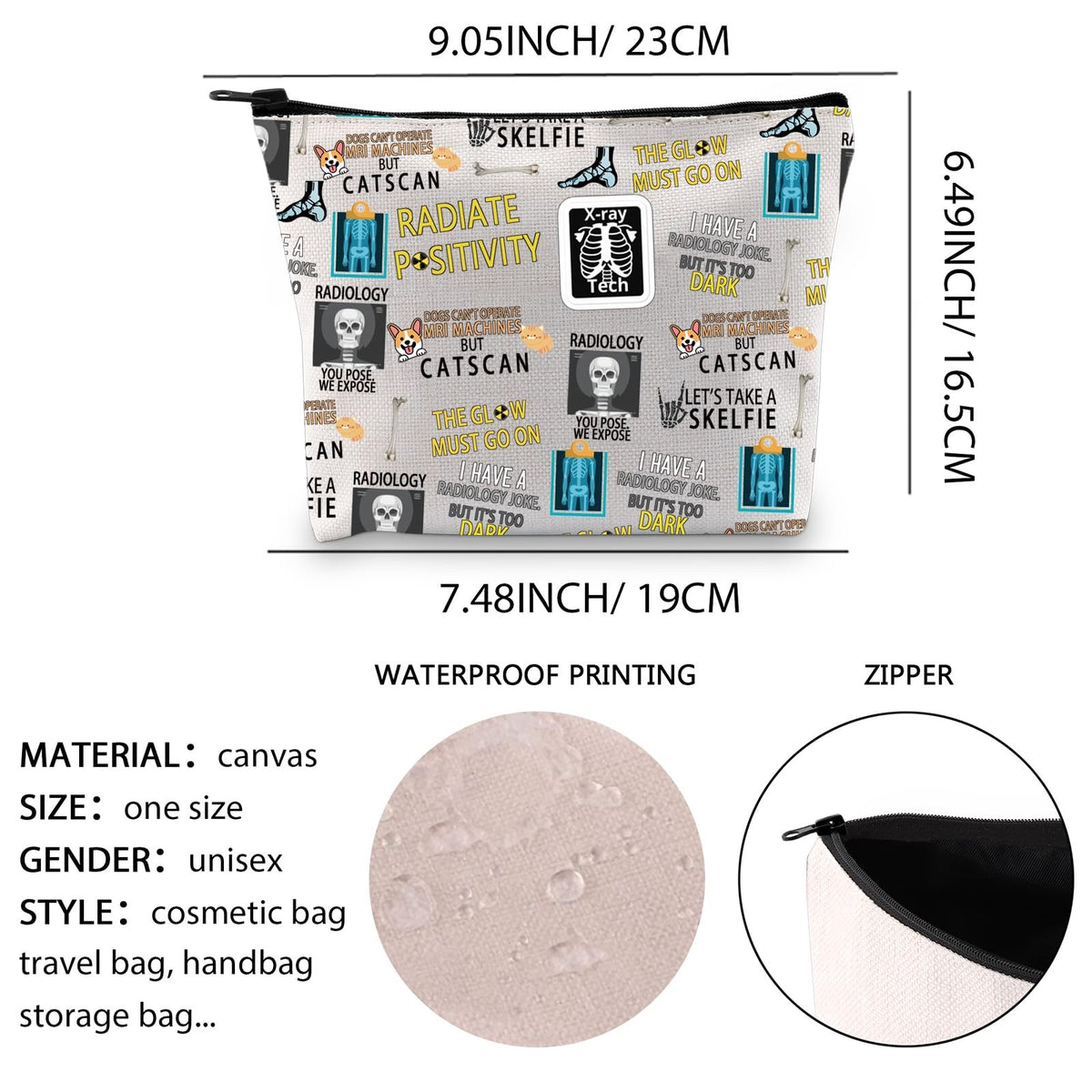 Radiology Tech Cosmetic Bag X-Ray Tech Gift for Future Radiologists