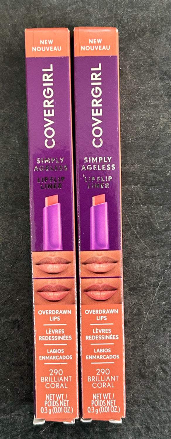 CoverGirl Lip Flip Lip Liner Set - #290 Brilliant Coral, 2 Pencils