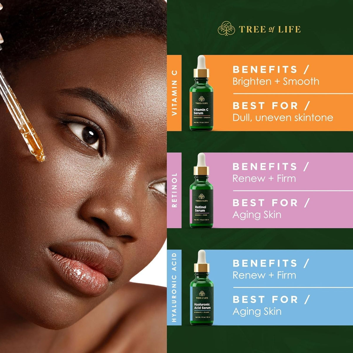 Brightening & Firming Skin Care Serum Trio - Hydrating Anti-Aging Set