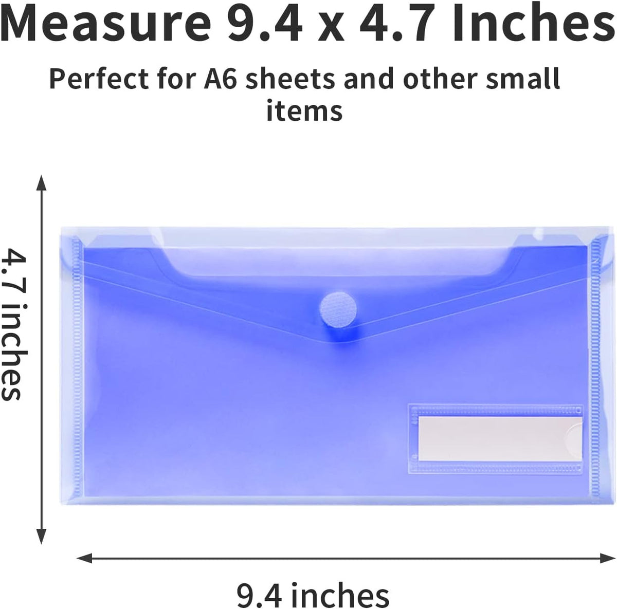 12 Pack Small Plastic Envelopes with Label Pockets - Office Organization