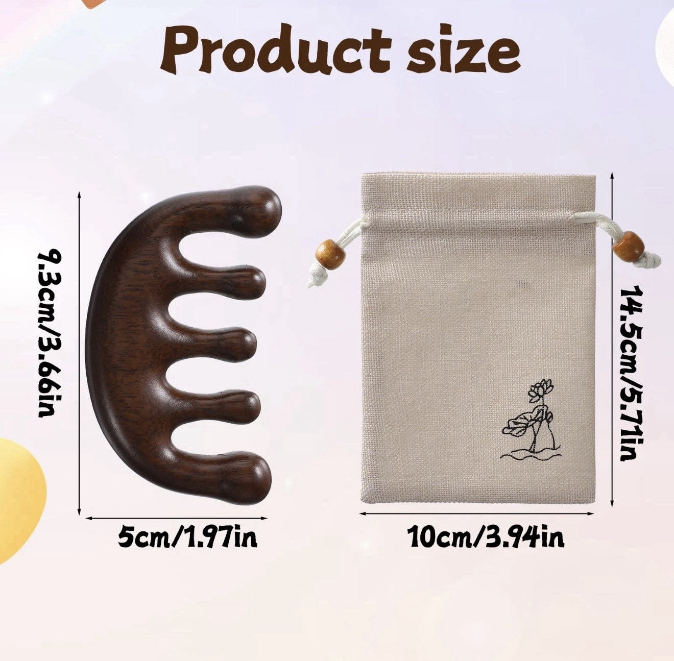 Wooden Scalp Massager & Gua Sha Comb Set for Hair Growth - 2 Pack
