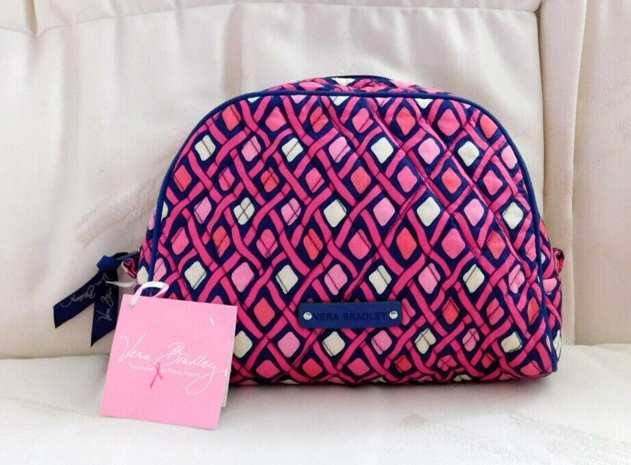 Medium Zip Cosmetic Case - Katilina Pink Diamonds Travel Toiletry Bag