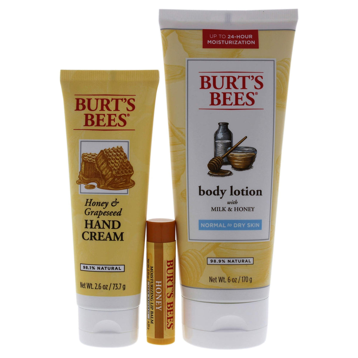 Honey Lip Balm & Hand Cream Gift Set - Natural Moisturizing Skin Care