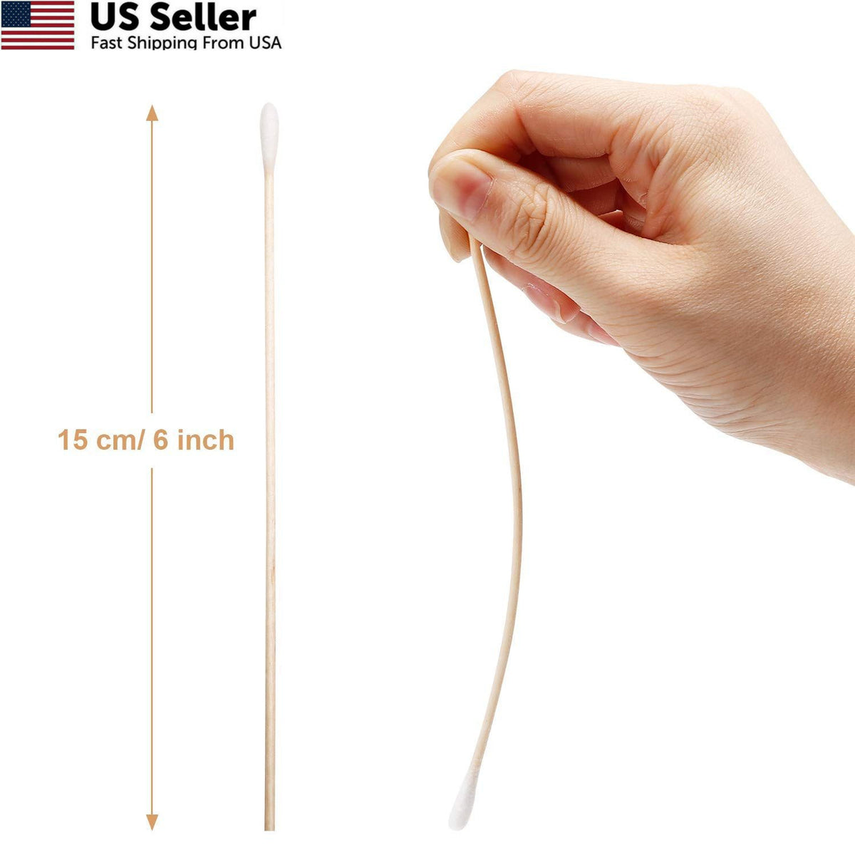 Long Cotton Swabs with Wooden Handles 6 Inch, 500 Pcs Cleaning & Art Supplies