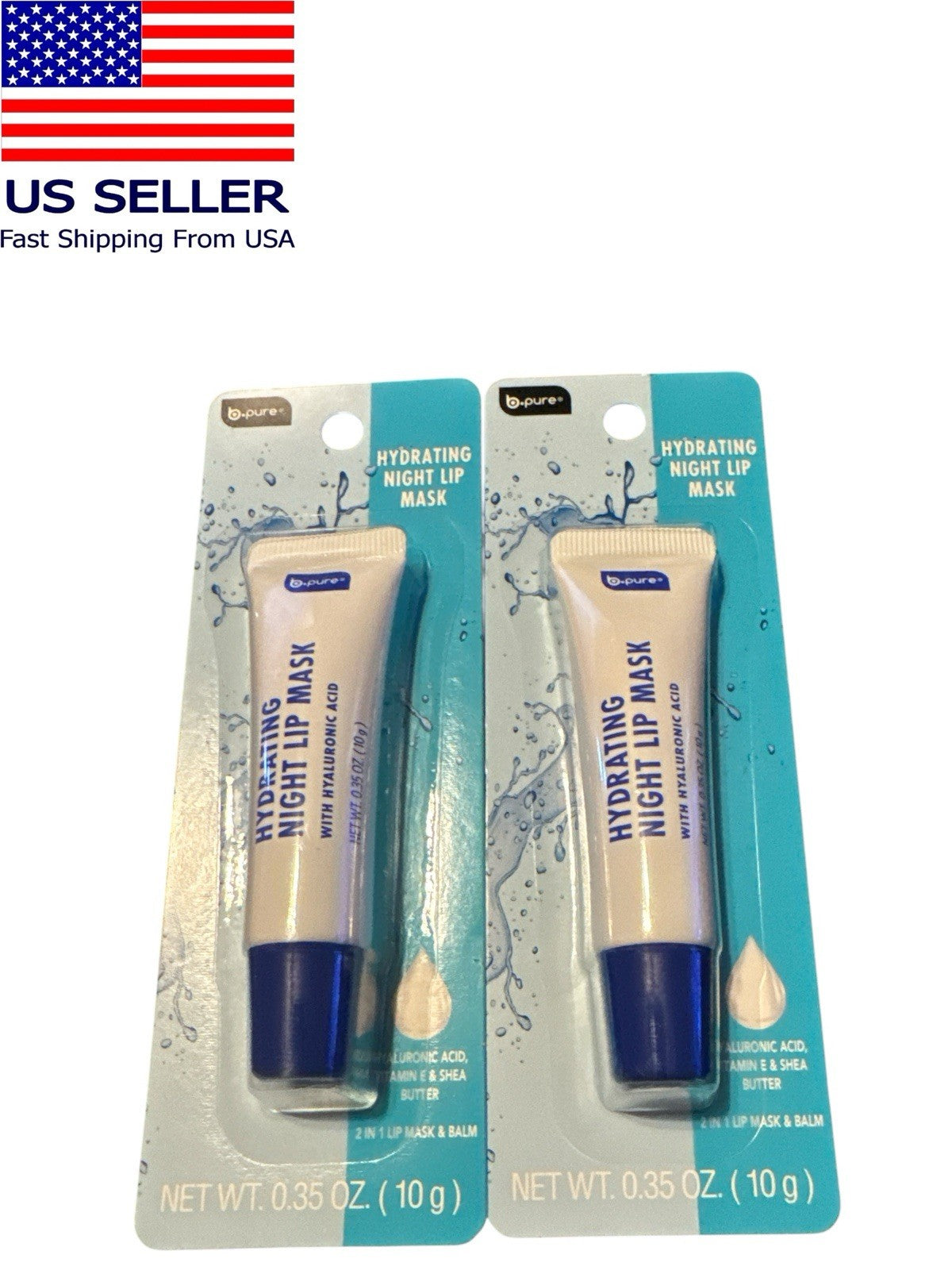 Hydrating Night Lip Mask Set with Hyaluronic Acid & Shea Butter - 2 Pieces
