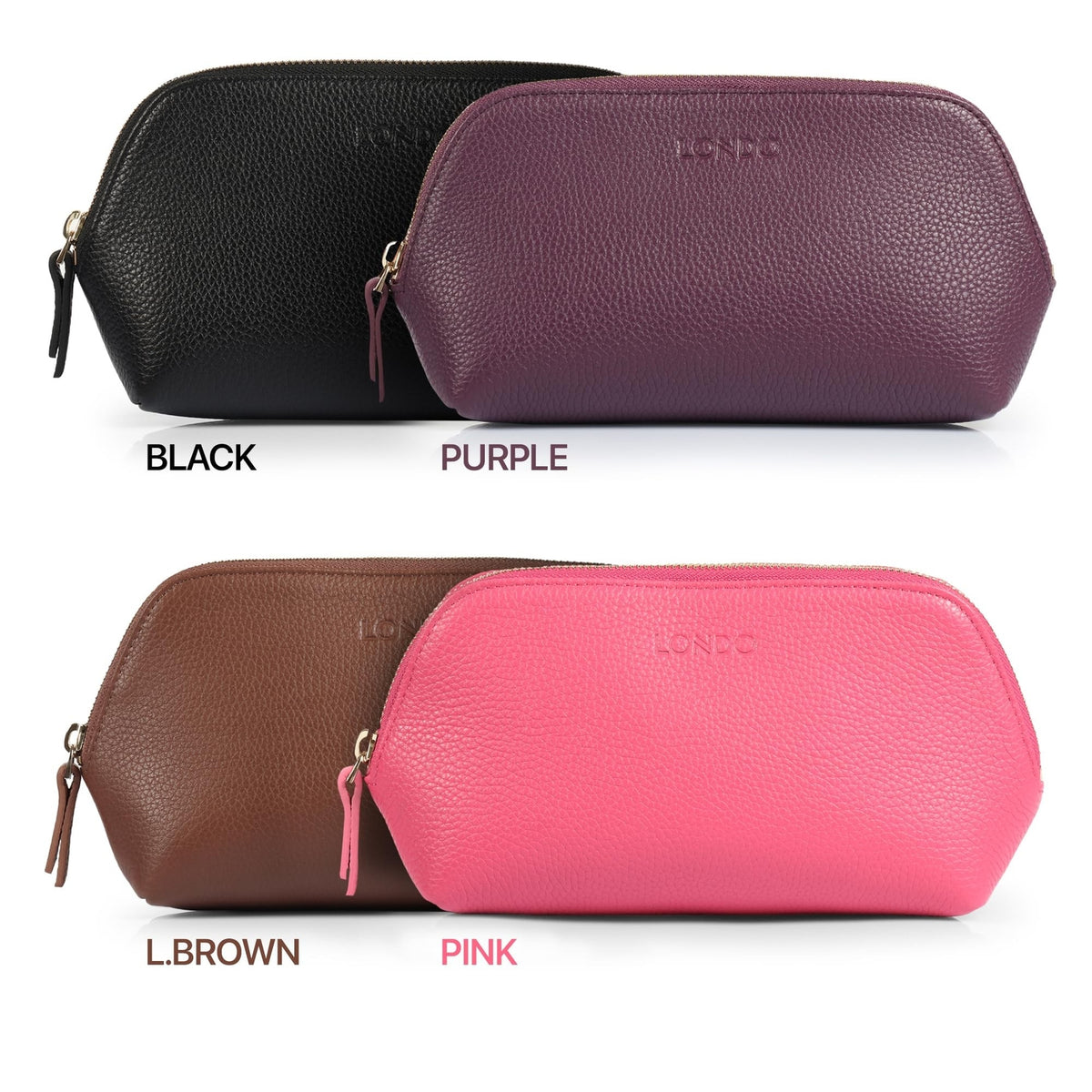 Genuine Leather Makeup Bag Travel Organizer Clutch for Cosmetics & Toiletries