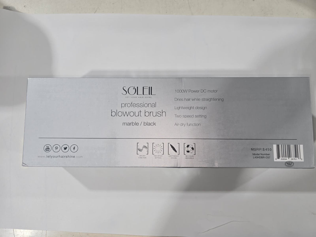 Soleil Professional Marble & Black Blowout Hair Brush - Salon Styling Tool