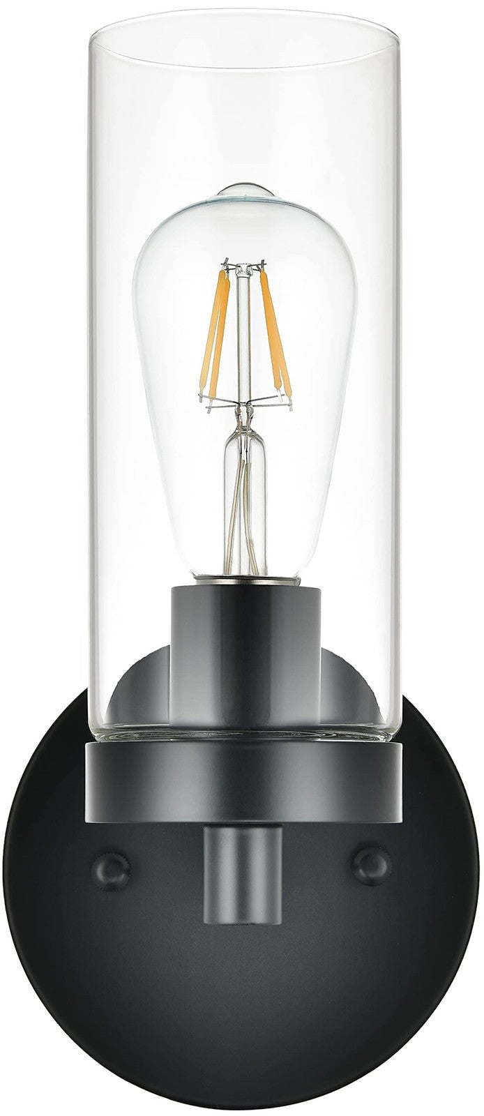Matte Black Indoor Wall Sconce with Clear Glass Shade - Modern Vanity Light