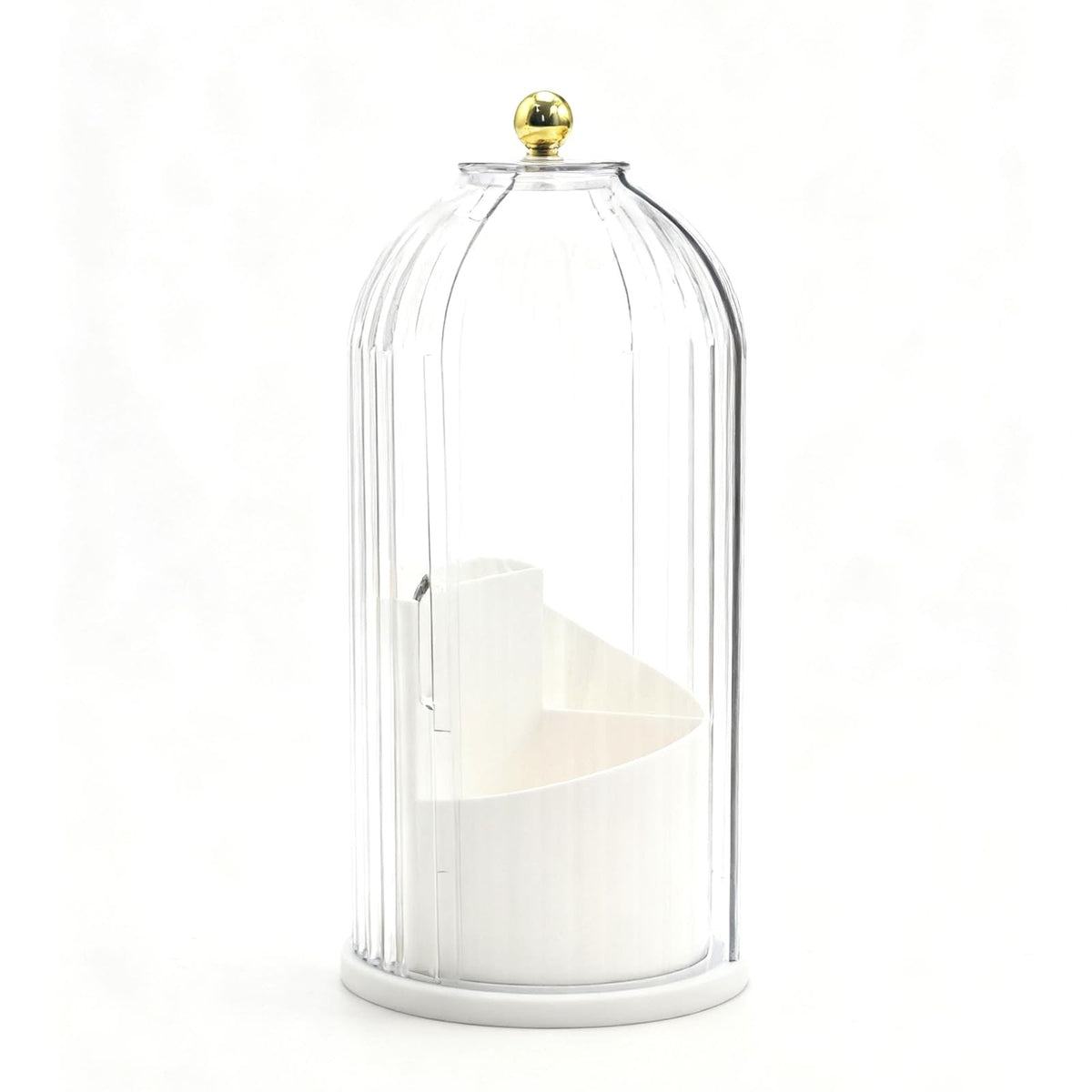 Rotating Makeup Brush Holder Organizer with Dustproof Lid - Transparent