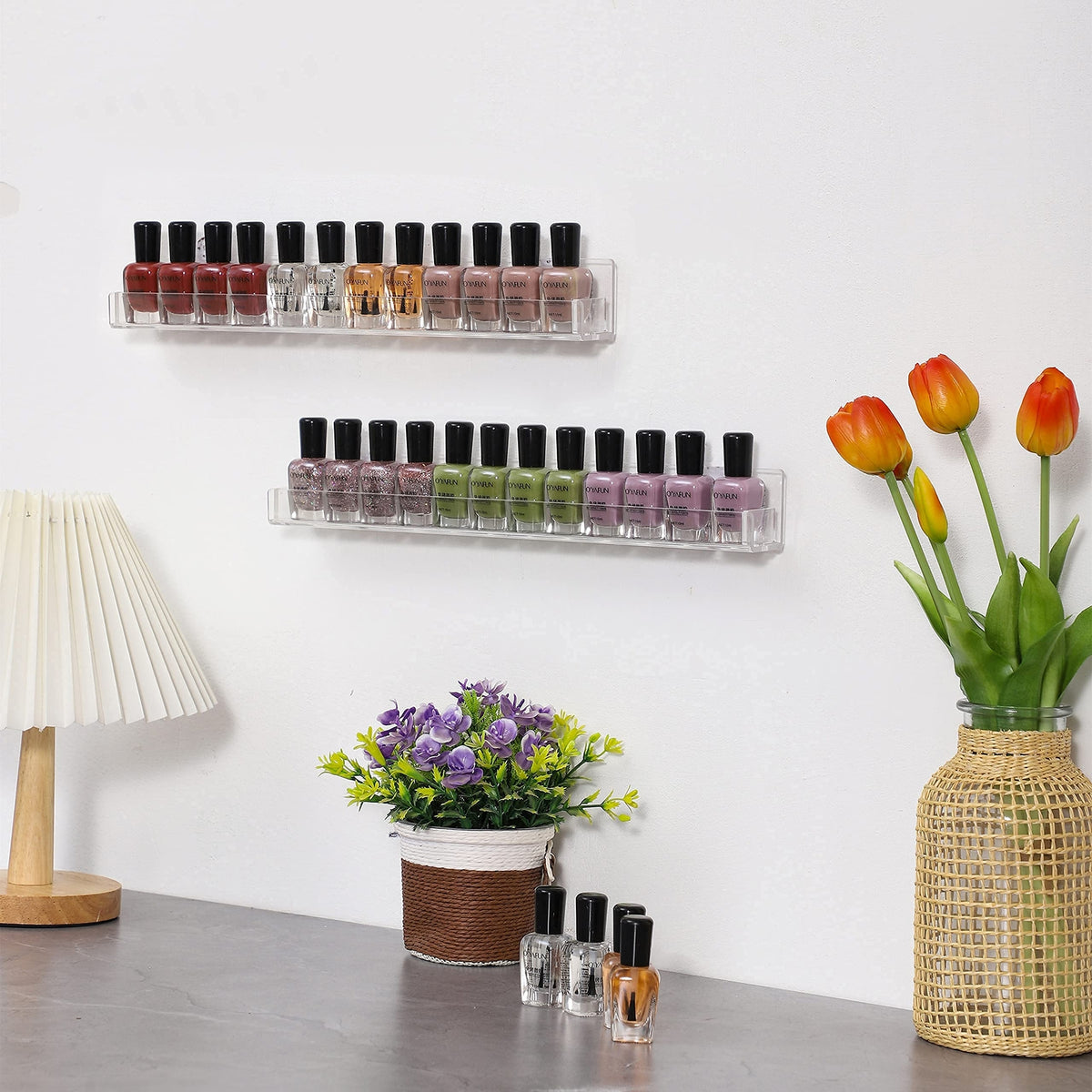 Acrylic Nail Polish Organizer Wall Mounted Display Racks 4 Pack