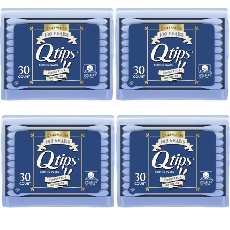 Travel Size Cotton Swabs Pack of 30 - 4 Packs for Beauty & Personal Care