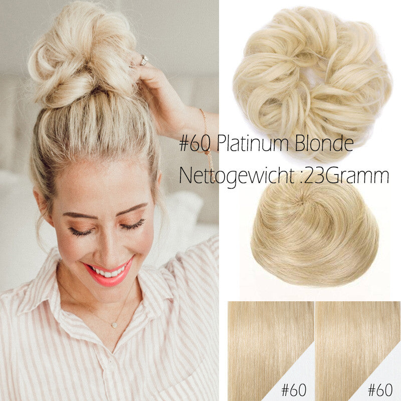 Clip-In Human Hair Bun Extensions Curly & Straight | Messy Hair Piece