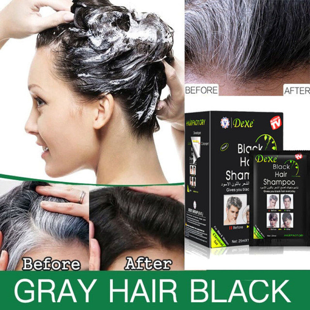 Black Hair Shampoo - 10 Sachets, Herbal Color & Repair