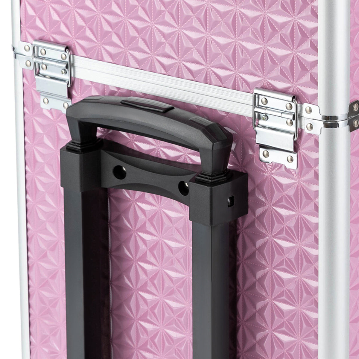 Rolling Makeup Train Case with Wheels & Storage Compartments, Pink
