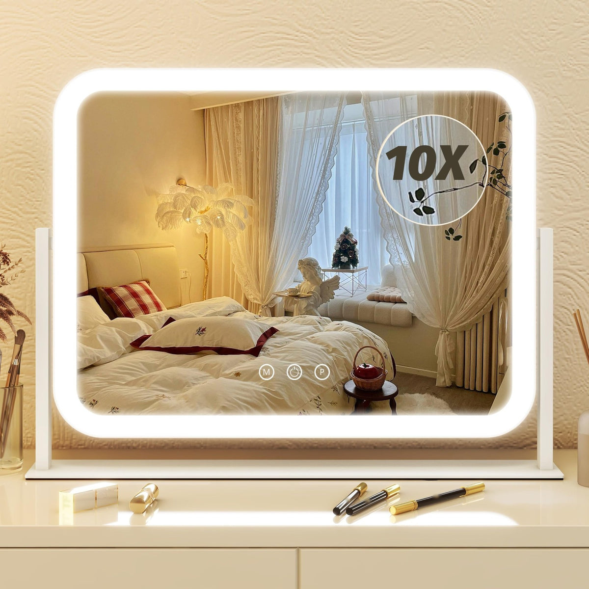 FENNIO Vanity Mirror with Lights 17x13 inch Touch Screen Dimmable Makeup Mirror