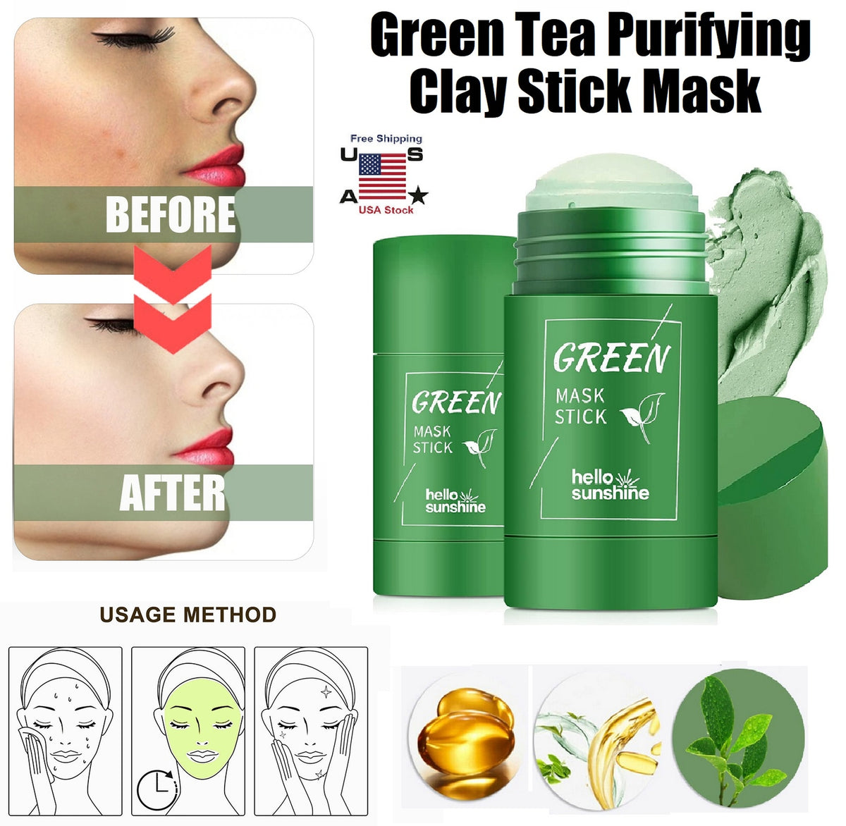 Green Tea Purifying Clay Stick Mask for Blackhead Removal