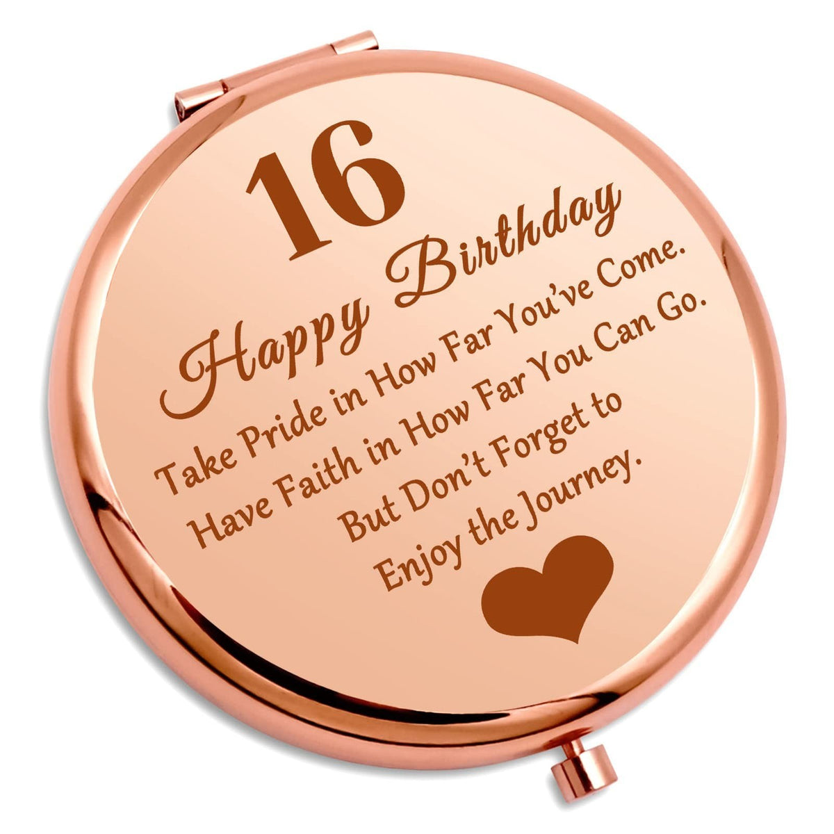 Personal Travel Makeup Mirror for Girls - Rose Gold 16th Birthday Gift