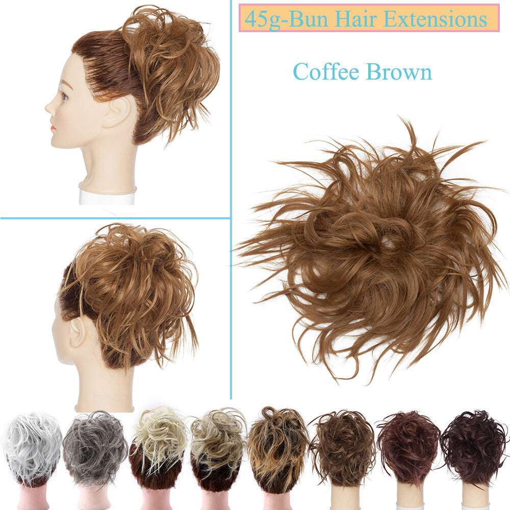 Large Messy Bun Hair Extension - Voluminous Synthetic Ponytail Wrap