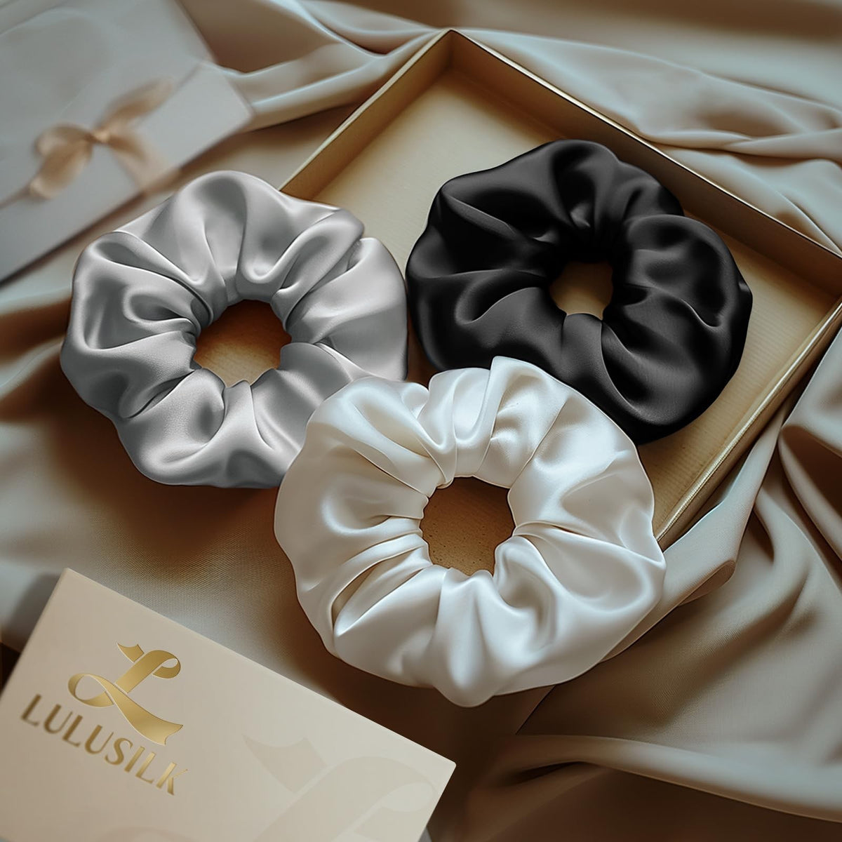 LULUSILK Silk Scrunchies for Hair Sleep, 100% Real 1 Count (Pack of
