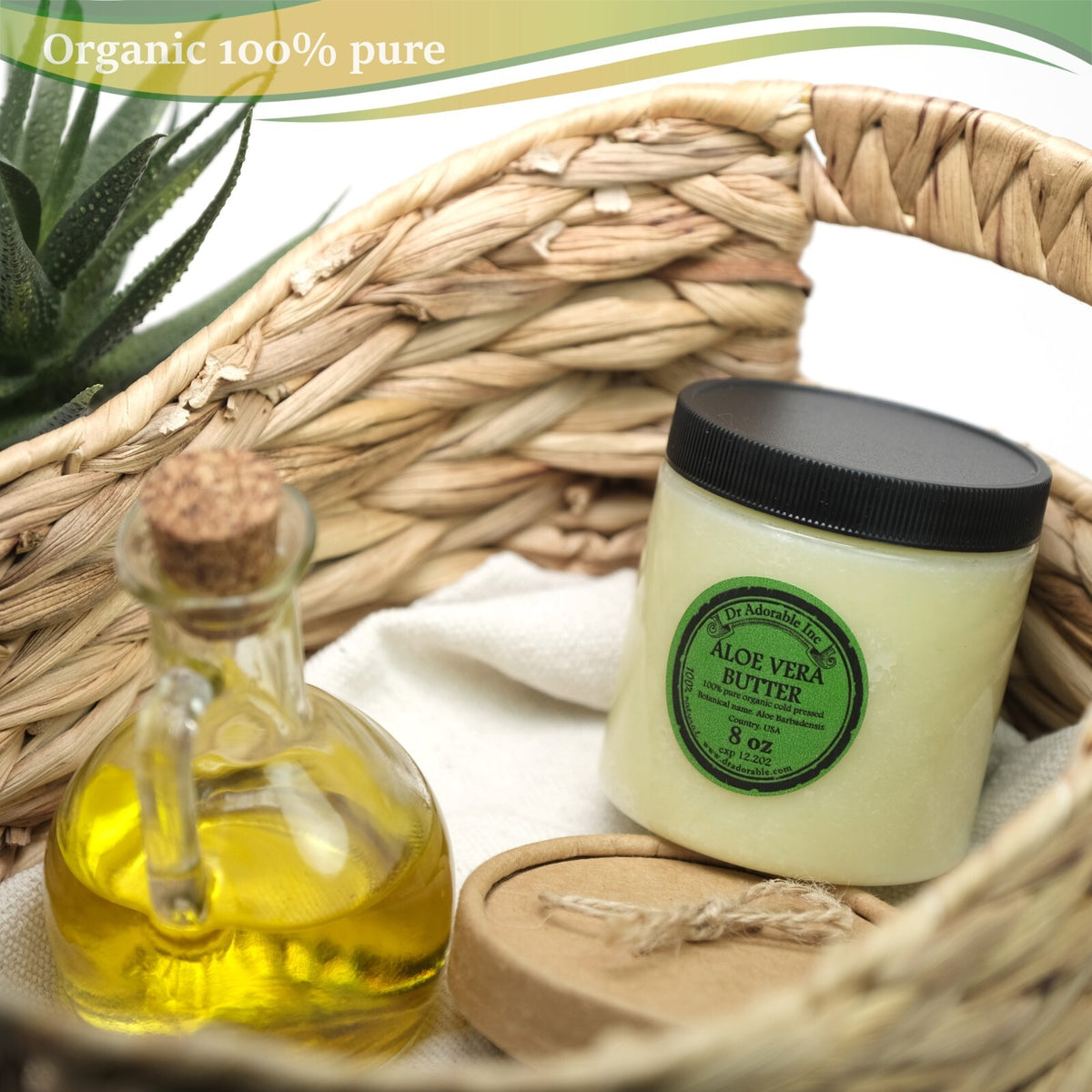 Organic Aloe Vera Butter - Cold Pressed, Multiple Sizes