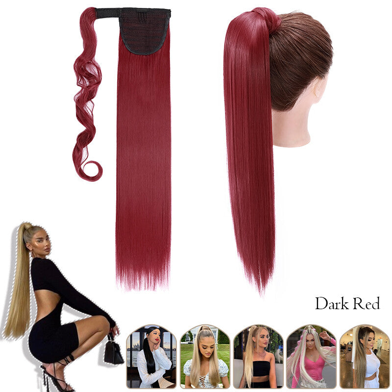 Mega Thick Wrap-On Ponytail Extensions - Natural Human Hair, Curly Wavy Straight