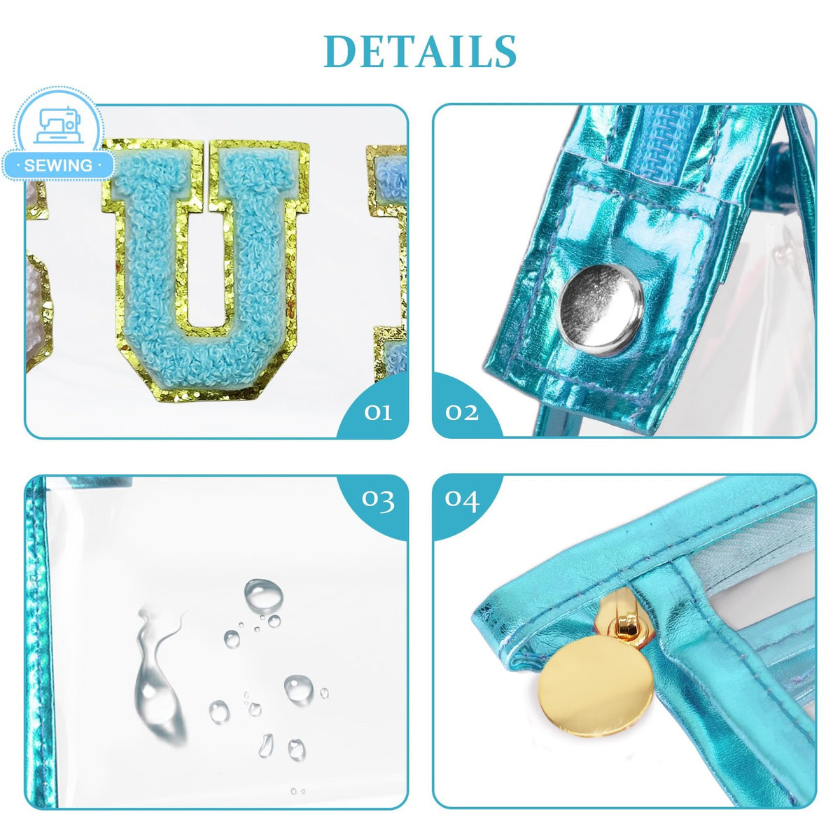 Clear Sunscreen Makeup Bag for Beach & Travel - Blue 8.8 x 2.7 x 5.5 Inches