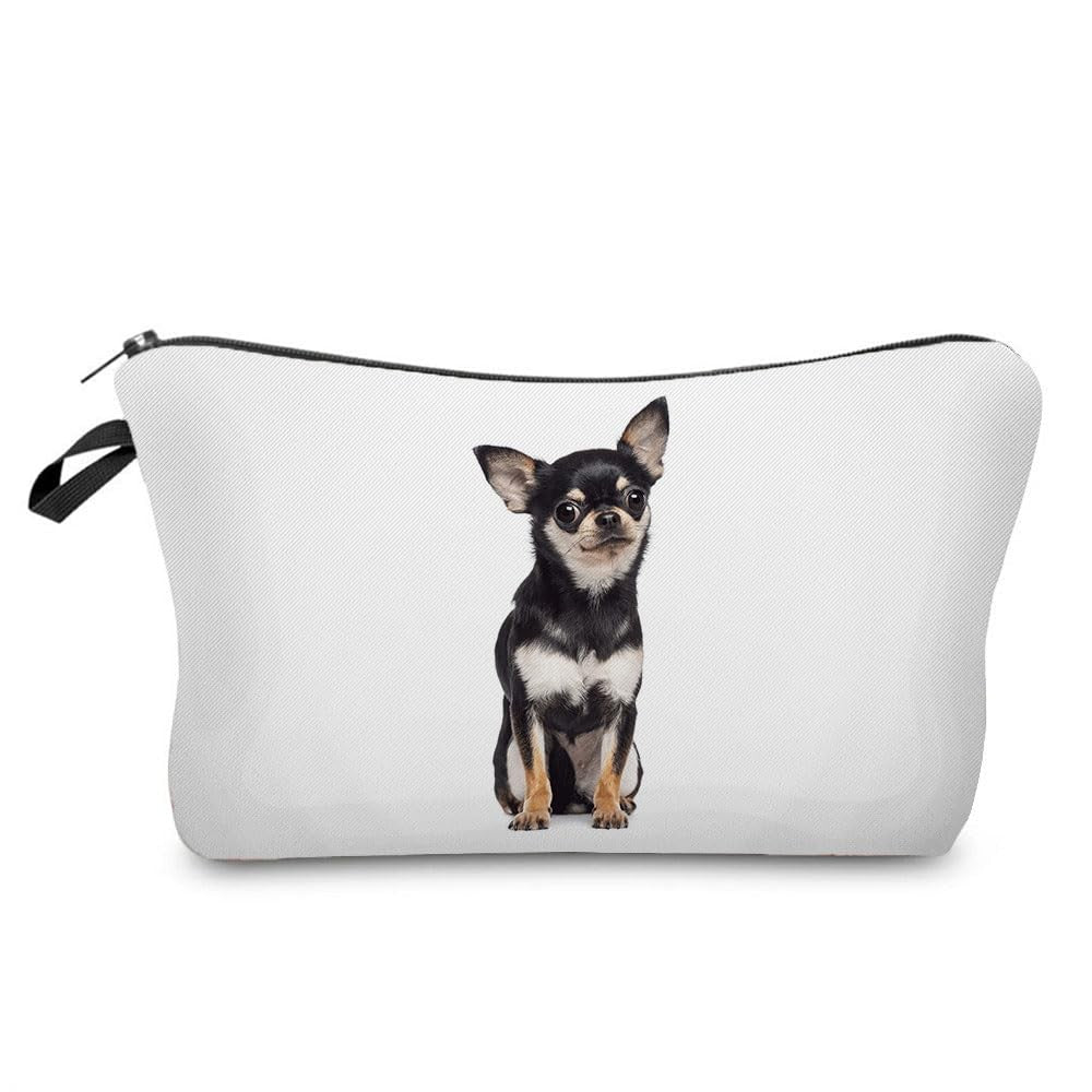 Small Makeup Zipper Bag with Chihuahua Dog Print - Cosmetic Organizer Pouch