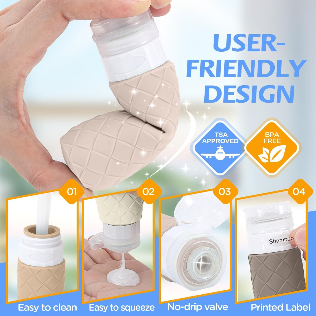 16 Pack TSA Approved Travel Toiletry Bottles Set - Leakproof Refillable Containers