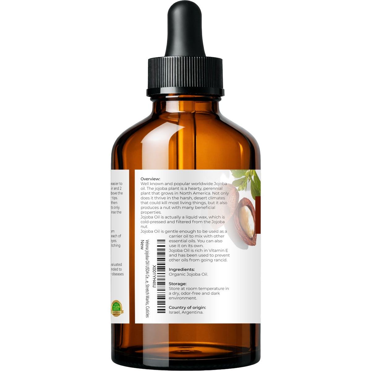 Organic Jojoba Oil 2 Fl Oz - USDA Certified, Cold Pressed, Natural Skin & Hair Care