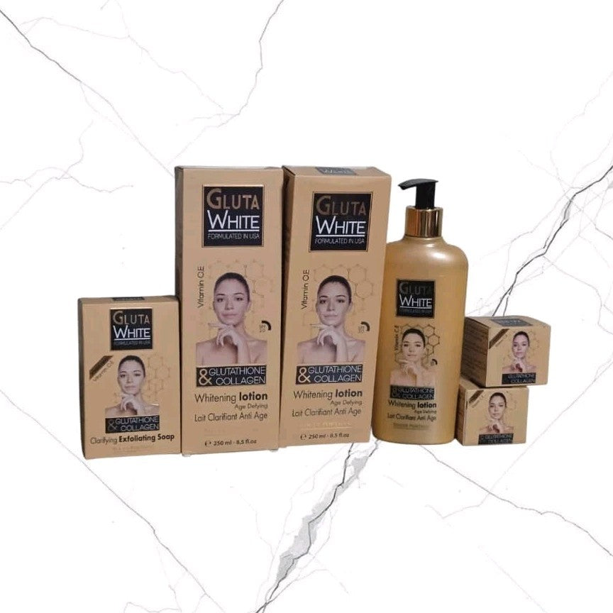 Gluta White Age Defying Glutathione Collagen Lotion Set - 2x250ml & Soap