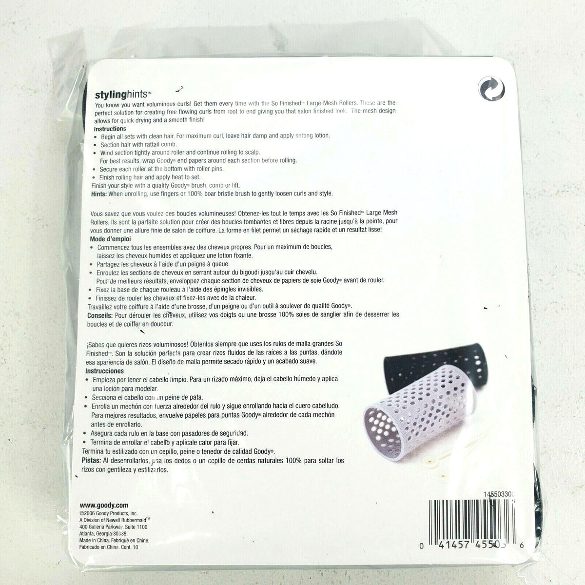 Women's Mesh Hair Rollers Set 10 Pieces for Voluminous Hair - Black