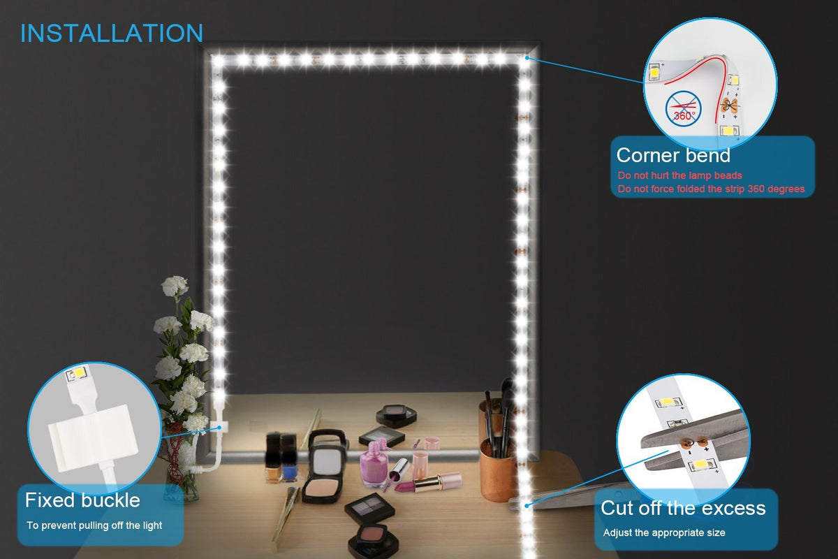 13Ft LED Mirror Strip Lights for Vanity Makeup & Bathroom Mirror