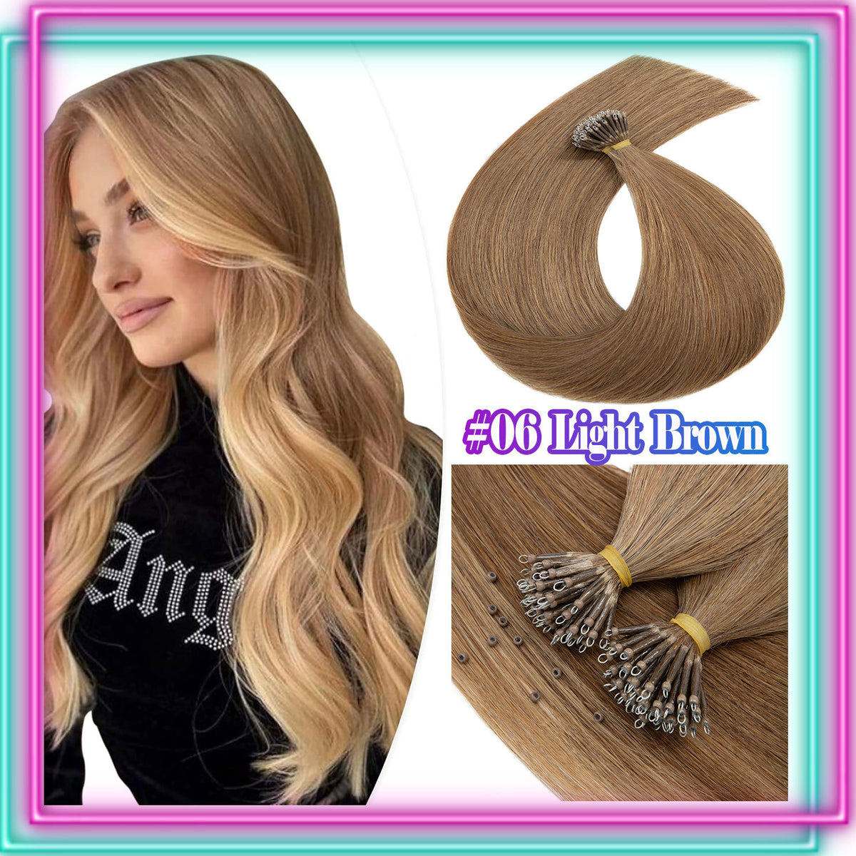 Nano Ring Hair Extensions 100% Human Remy Hair Micro Loop Beads I Tip 300G