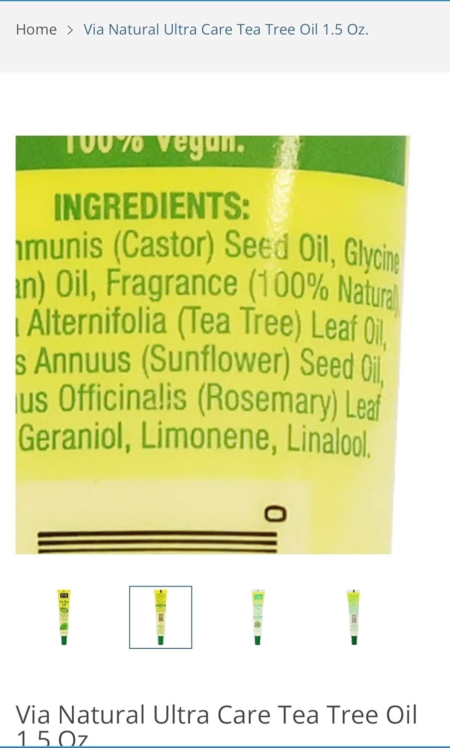 Natural Tea Tree Oil for Hair & Skin Moisturizing - Pack of 4, 1.5 Fl Oz Each