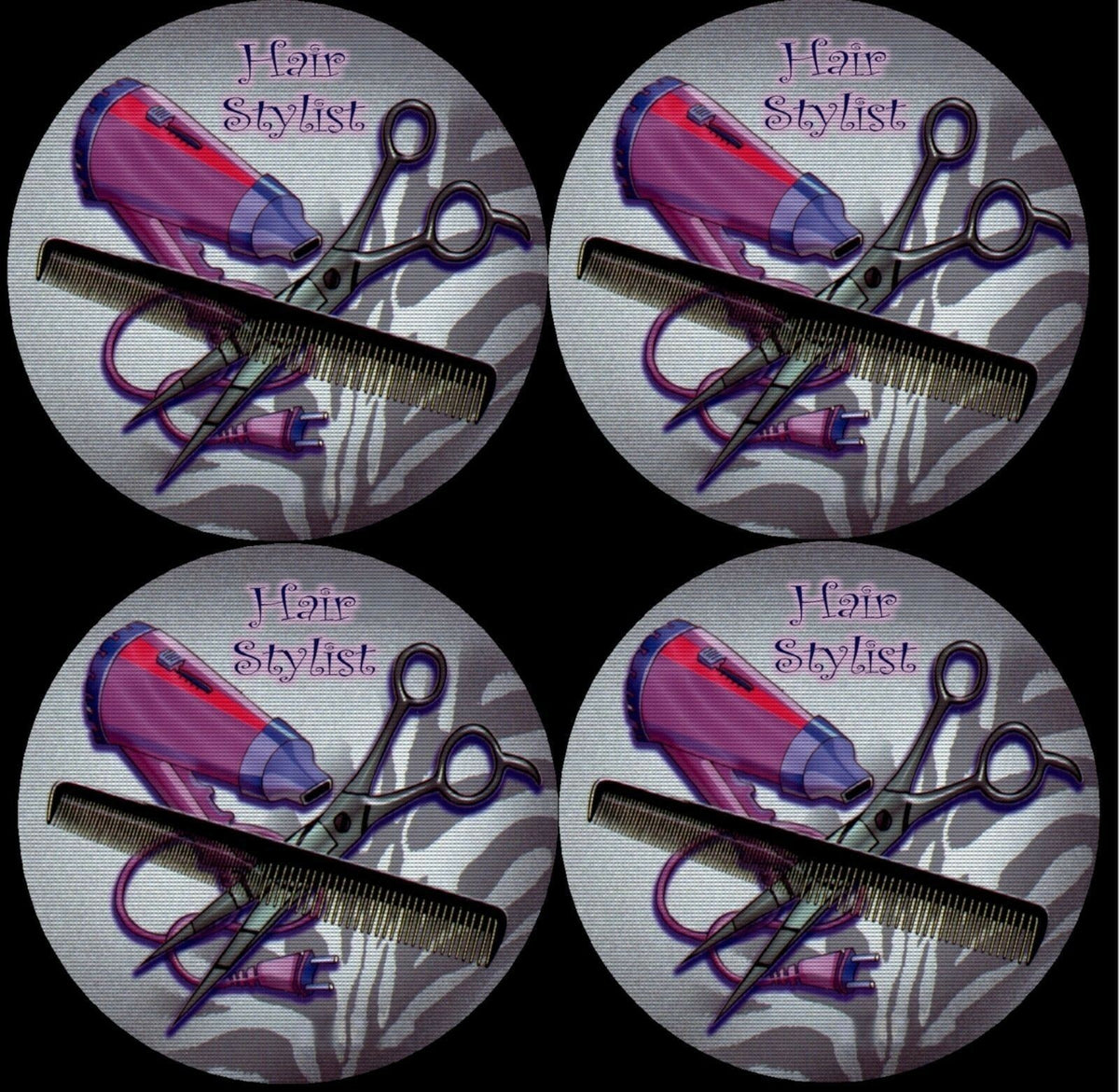 Hair Stylist Drink Coasters Set of 4