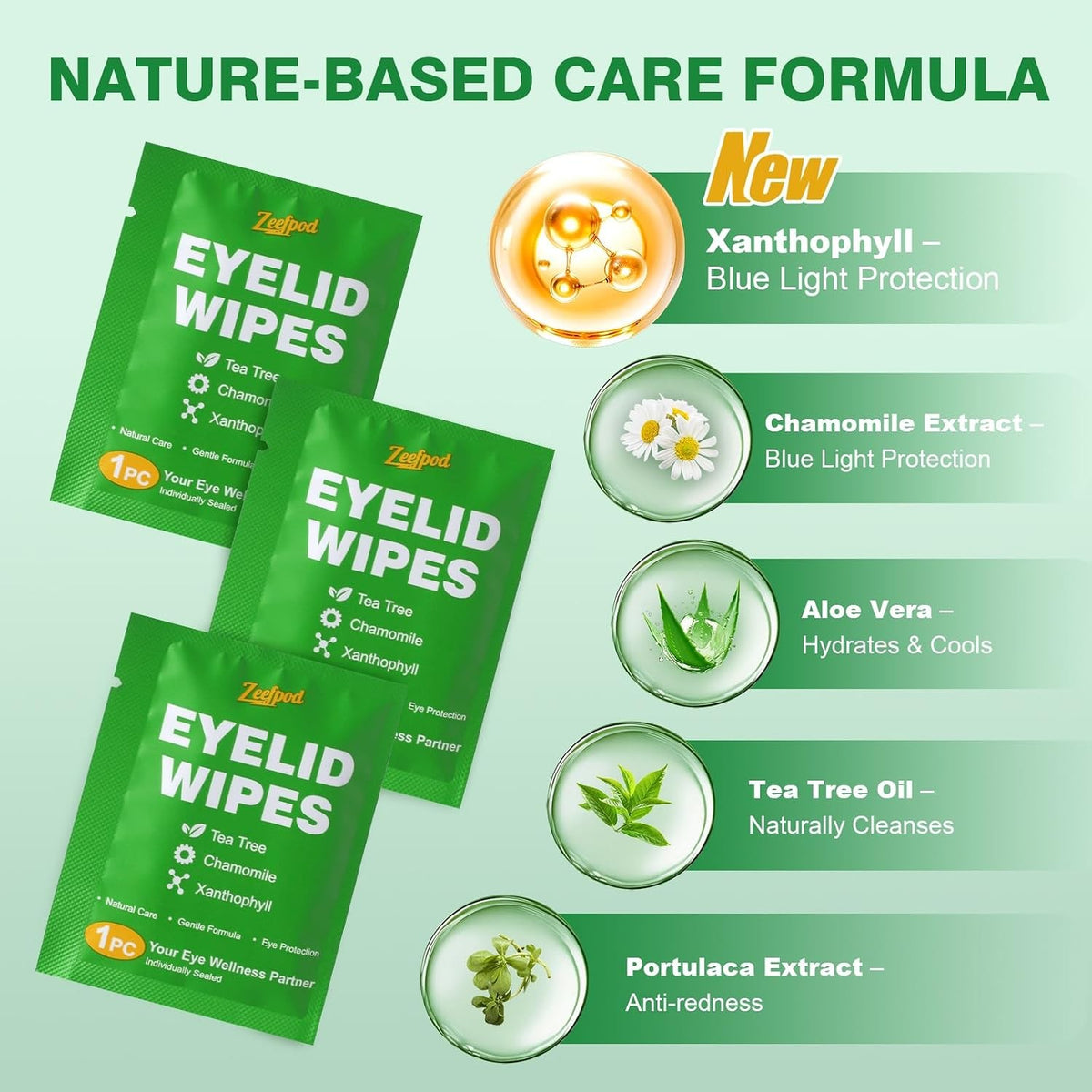 Tea Tree Oil Eye Lid Cleaning Wipes for Sensitive Skin - 60 Pack