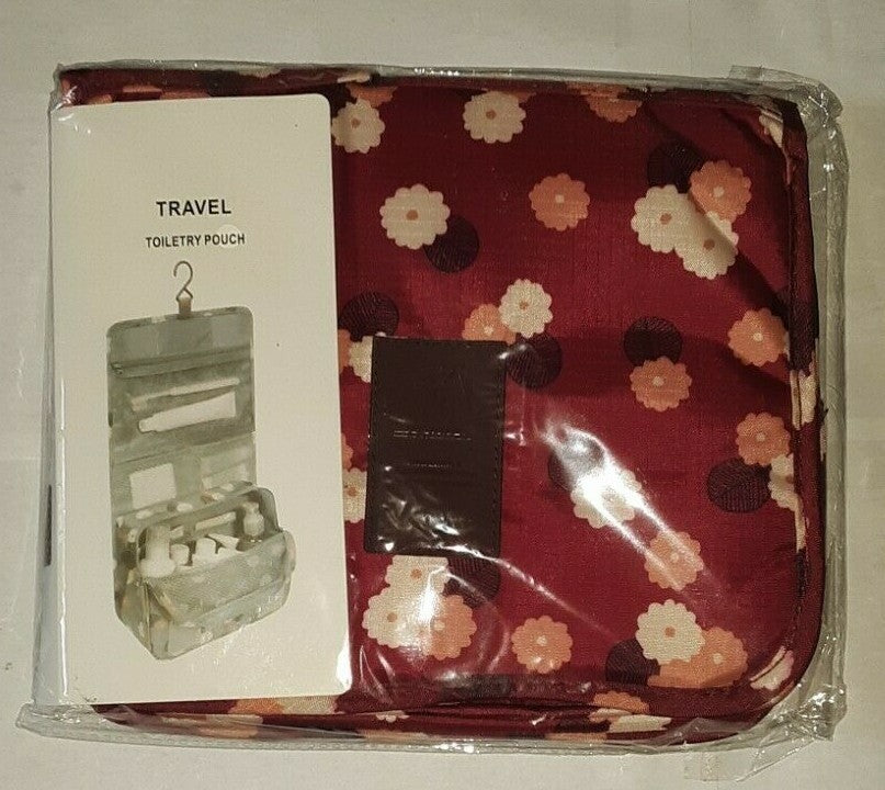 Hanging Travel Toiletry Bag - Floral Daisy Mint Cosmetic Organizer