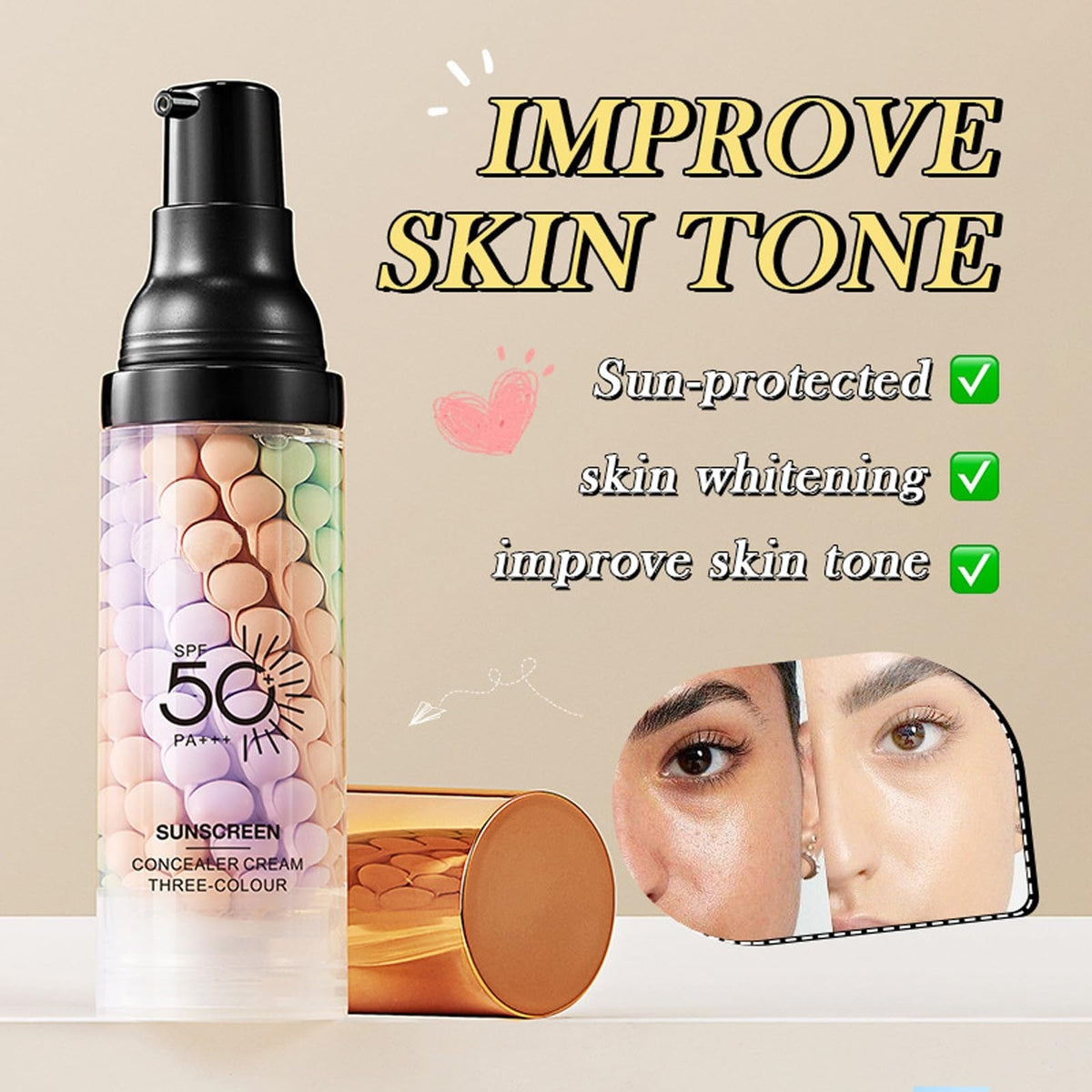 3-in-1 Face Primer with SPF 50 - Hydrating Sunscreen & Makeup Base