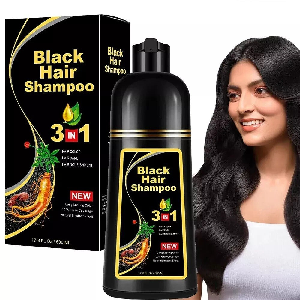 Black Hair Dye Shampoo 3-in-1 for Gray Coverage