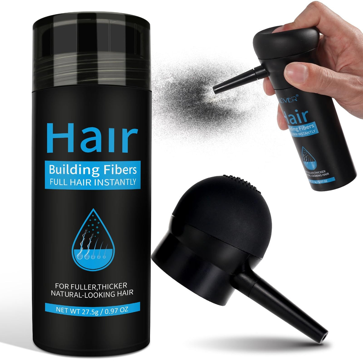 Hair Fibers for Thinning Hair - Black, 0.97 oz