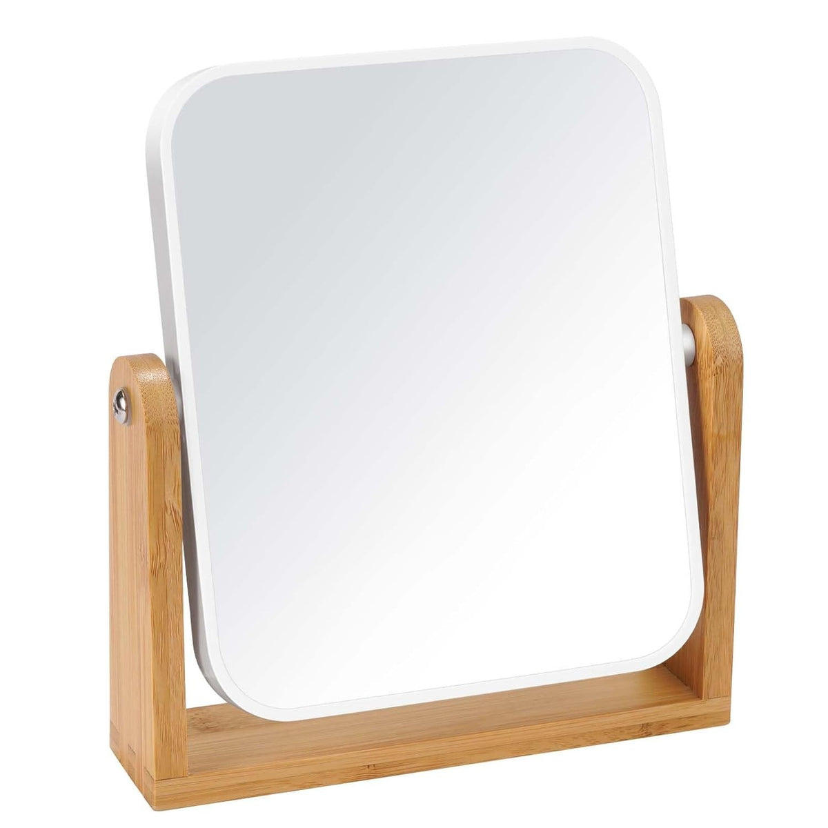 Double-Sided Makeup Mirror with Bamboo Stand - 8 Inch Swivel Vanity Mirror