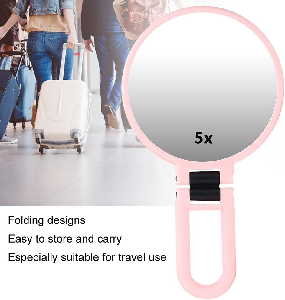 Portable Travel Mirror with 5X Magnification - Folding Cosmetic Mirror for Makeup