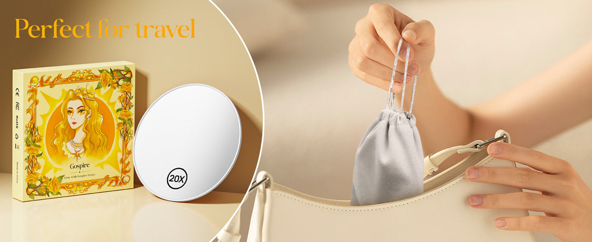 20X Magnifying Makeup Mirror with Magnetic Attachment - 3.5 Inch Portable Compact