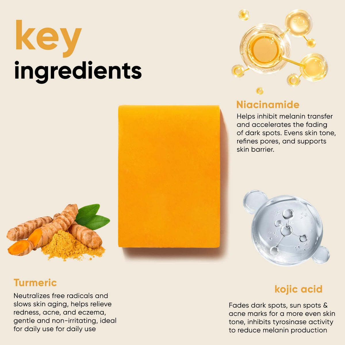 Kojic Acid Turmeric Soap with Sponge - Brightening Dark Spot Corrector, 4.3 oz Pack of 2