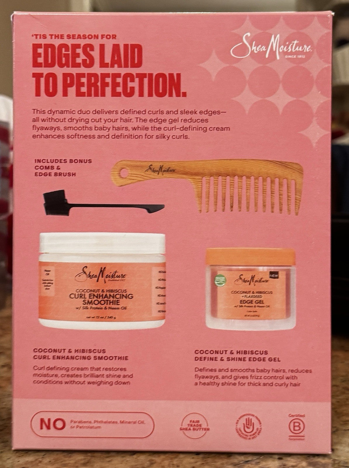 SheaMoisture Flawless Edge Gift Set Coconut & Hibiscus for Thick Curly Hair