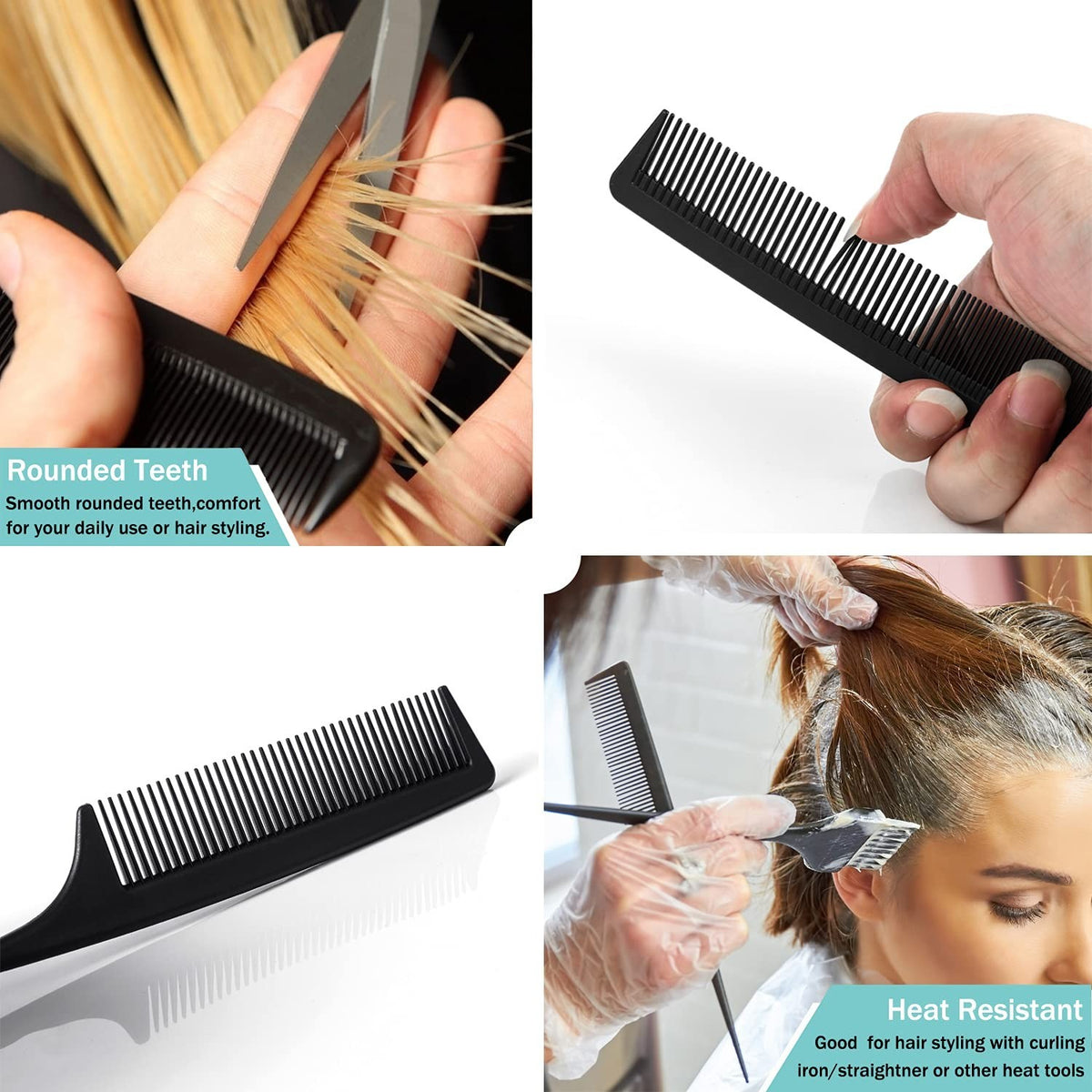 Professional Anti-Static Hairdressing Comb Set - Lightweight & Durable, 6 Pieces